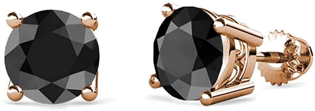 Four Prong Solitaire Stud Earrings 1.00 ct tw 14K Rose Gold U7632