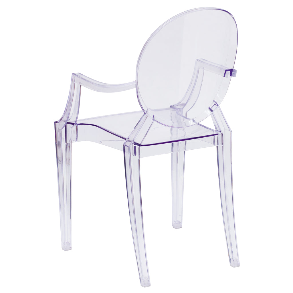 Transparent Crystal Oval Back Ghost Chair with Arms H216507