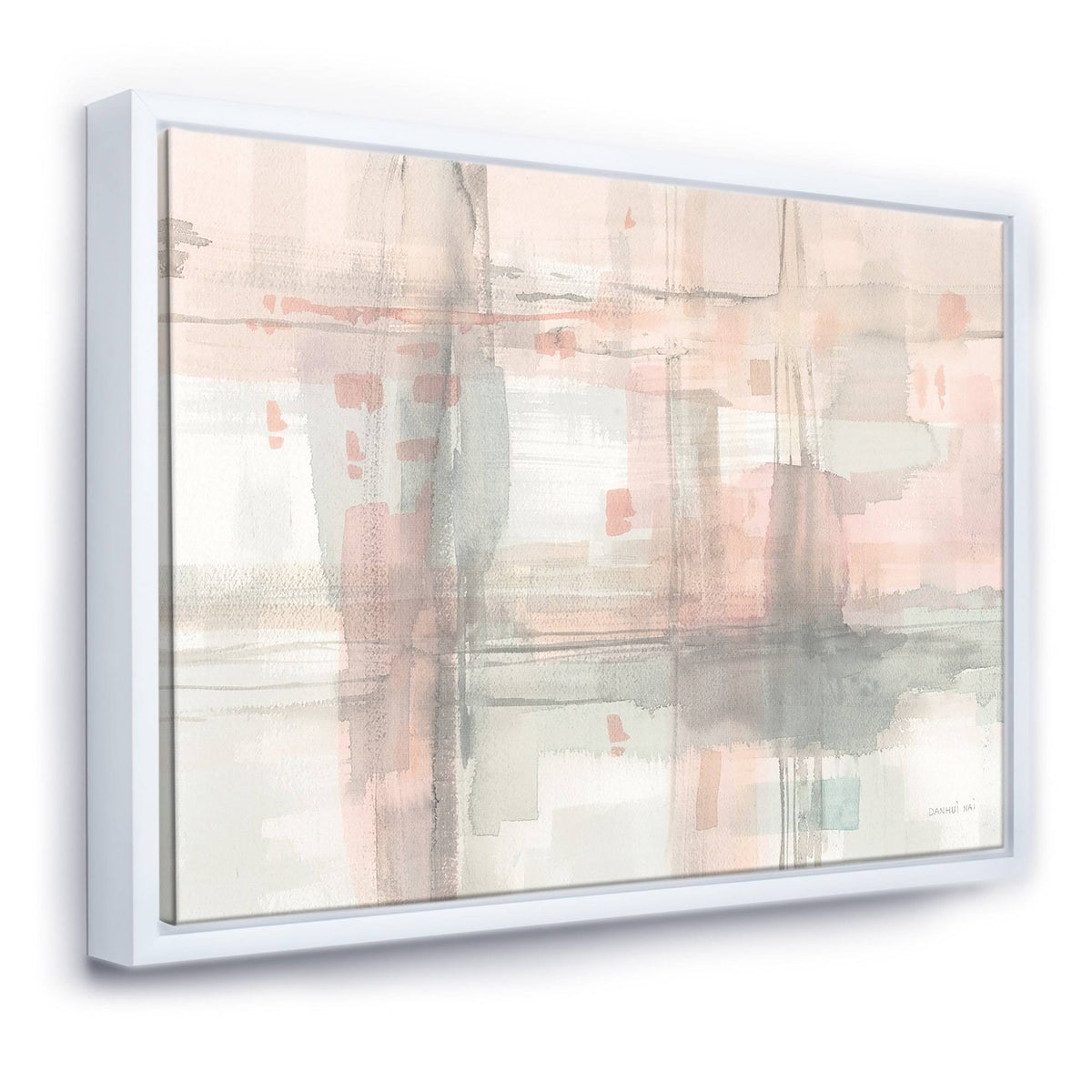 Grey Pink Modern Framed Canvas 44 in. Wide x 34 in. High D748