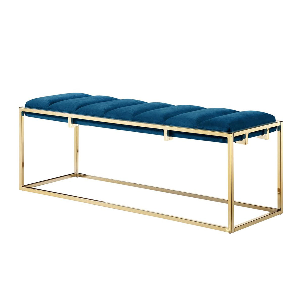Channel Tufted Velvet Bench Metal Frame B8883