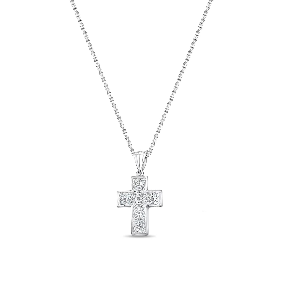 14k White Gold Diamond Cross Pendant Q361605