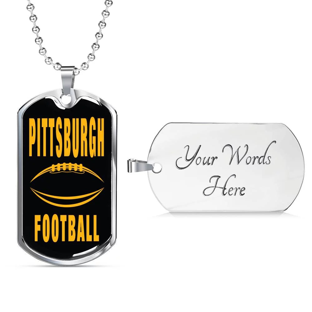 Stainless Steel or 18k Gold Dog Tag Necklace F1699