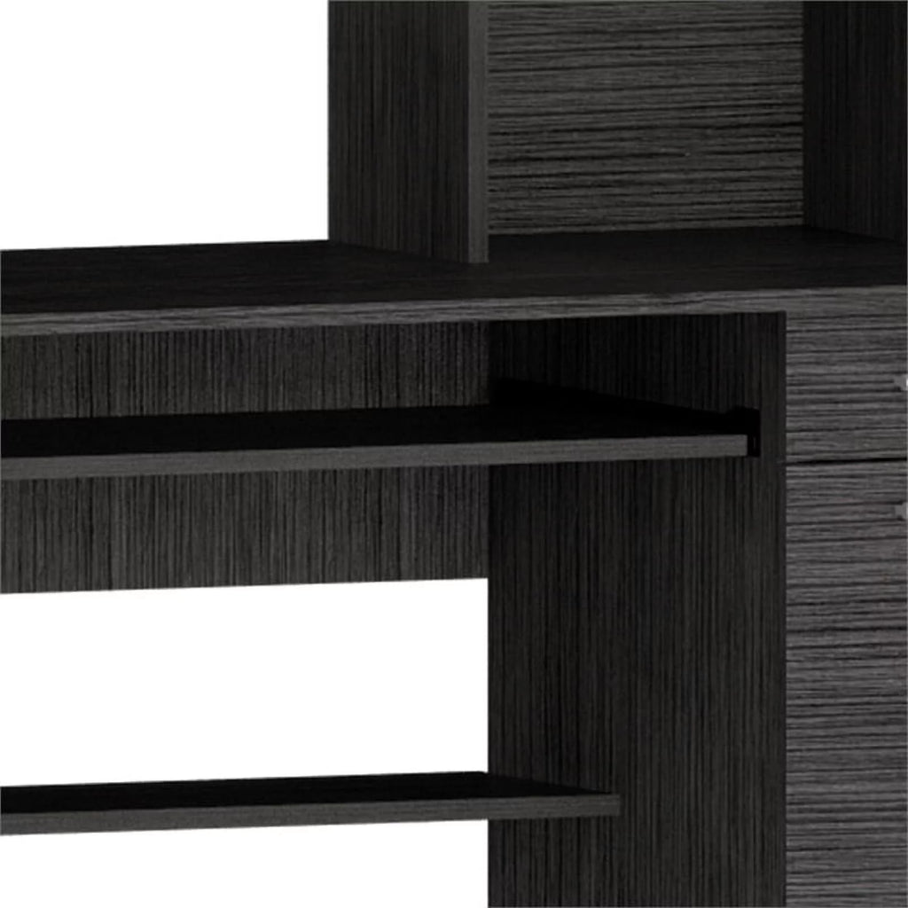 Modern Engineered Wood Desk With Hutch in Charcoal B504