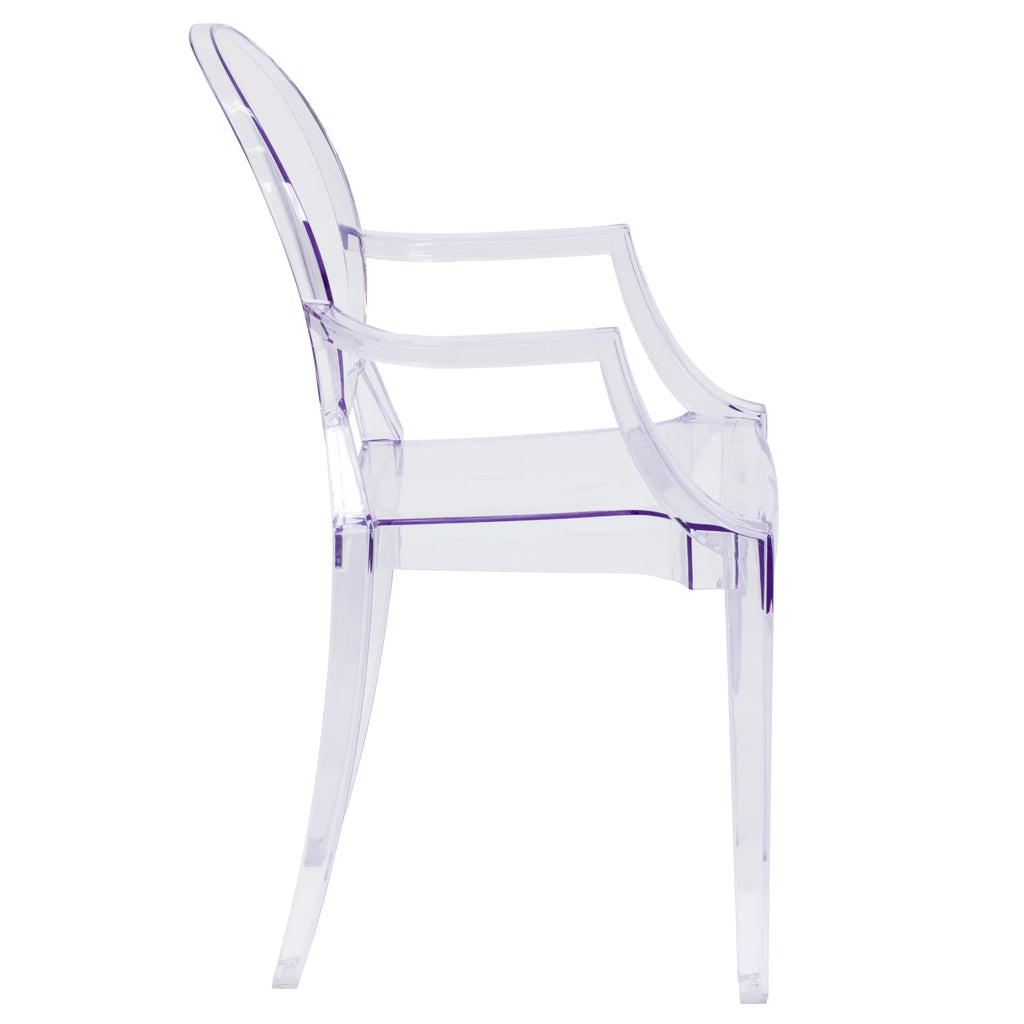Transparent Crystal Oval Back Ghost Chair with Arms H216507