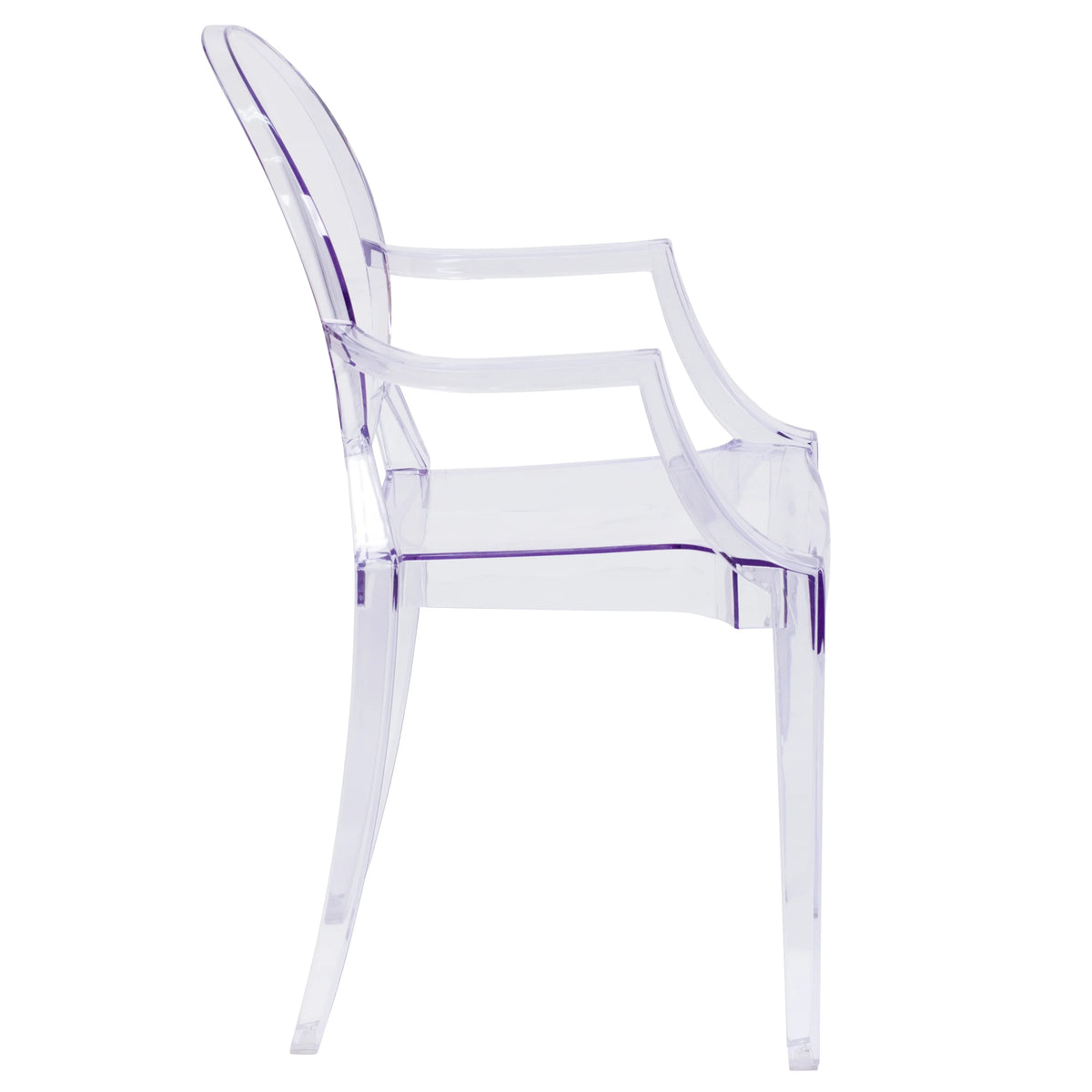 Transparent Crystal Oval Back Ghost Chair with Arms H216507