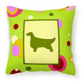 Lime Green Dots English Setter Decorative Pillow V1053