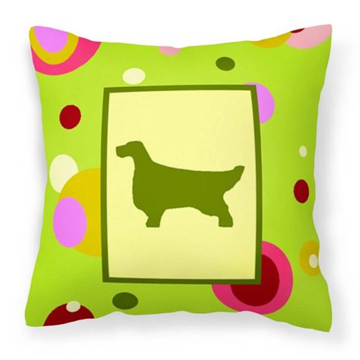 Lime Green Dots English Setter Decorative Pillow V1053