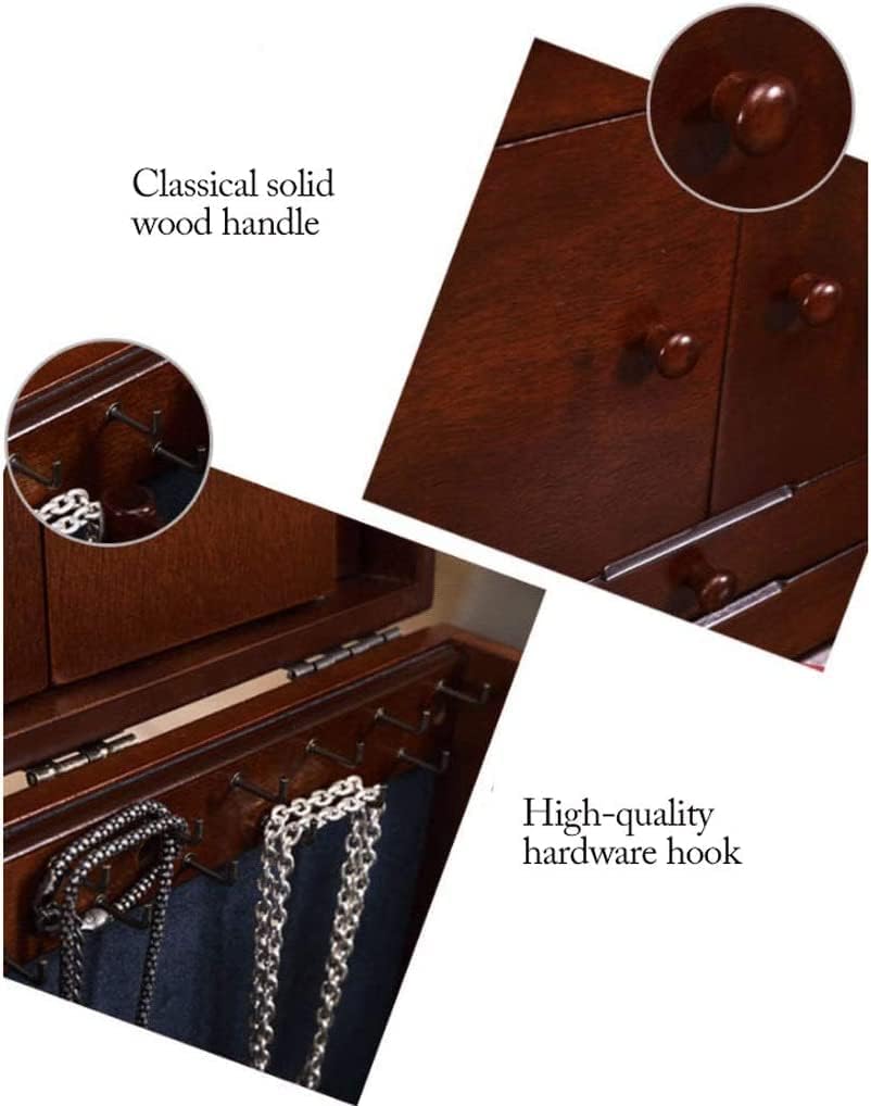 Wooden Jewelry Box With Mirror Lid 5-Layer Jewelry Armoire B145