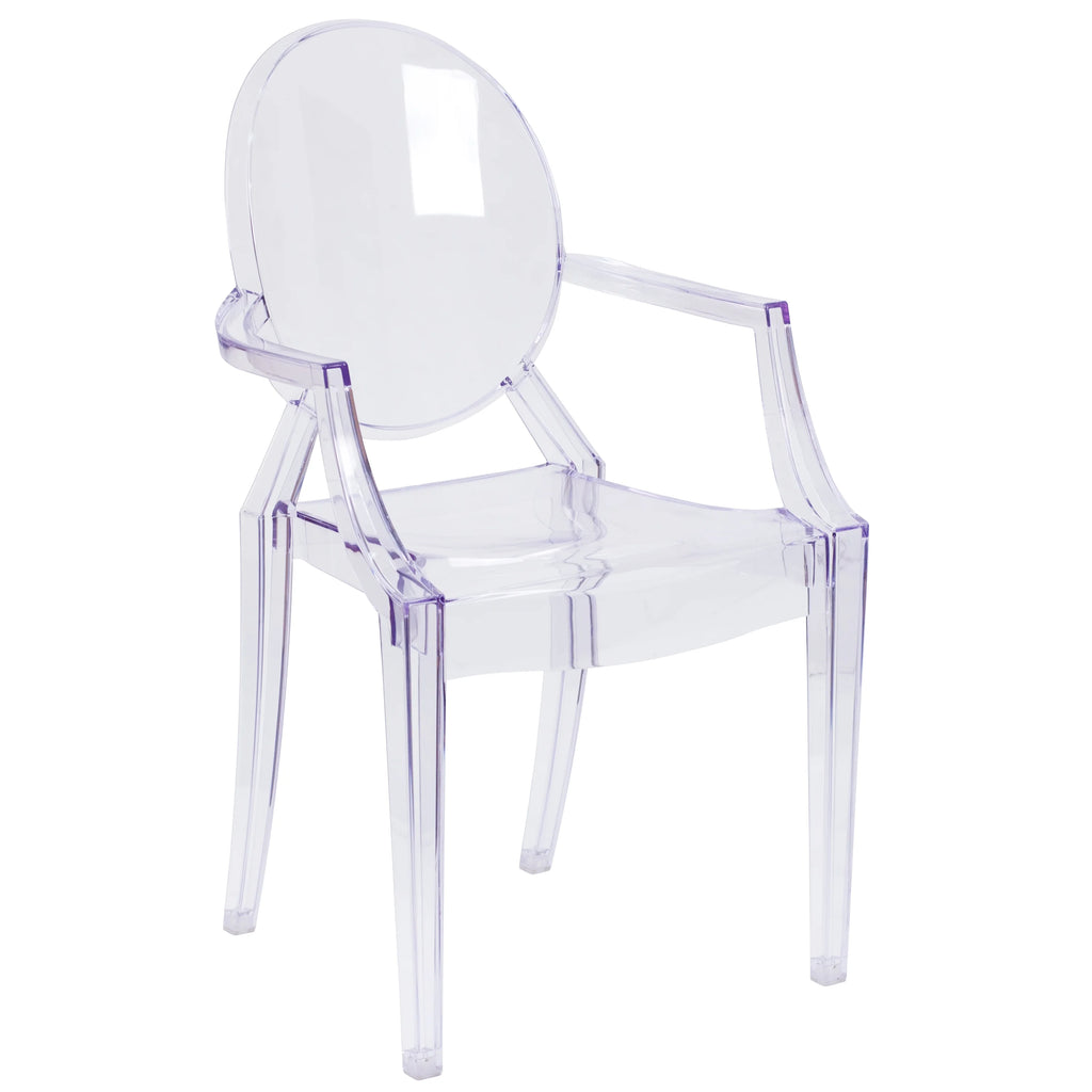 Transparent Crystal Oval Back Ghost Chair with Arms H216507