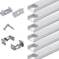 6x2m LED Strip Light Channel with Milky Cover Diffusers, End Caps and Mounting Clips B29603