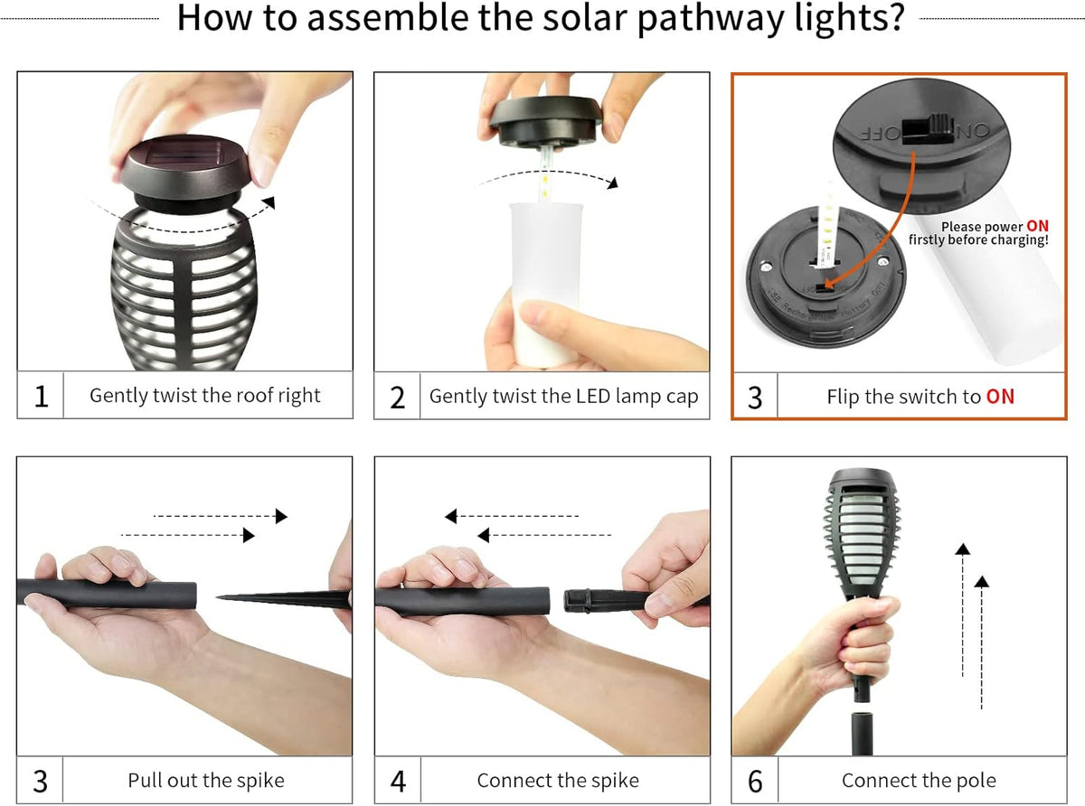 12 Pack Solar Torch Light with Flickering Flame Y581