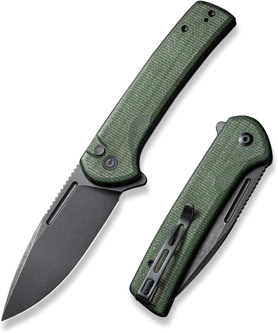 Black Micarta Button Lock Folding Knife Y875