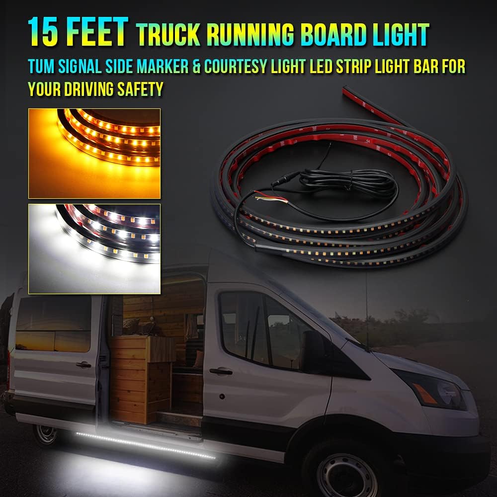15 Feet Running Board Lights with White Courtesy Lights 2PCs 540 LEDs K7397