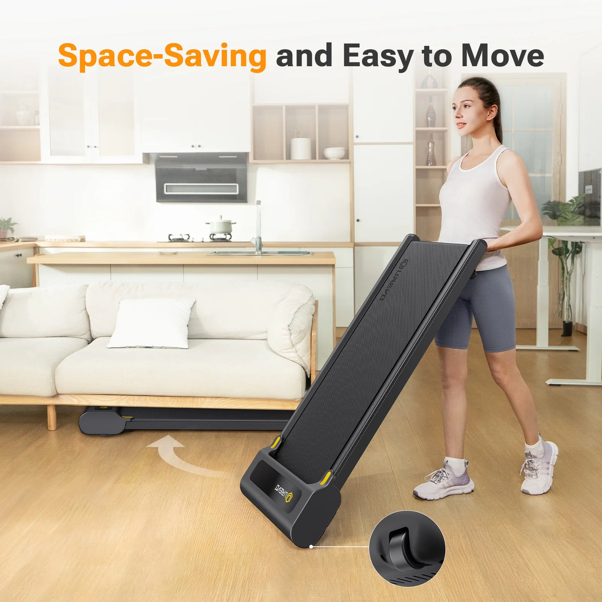 2 in 1 Under Desk Treadmill with Remote Control R7516