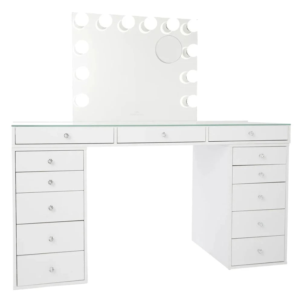 Vanity Desk with 5 Drawer Units and Lighted Mirror H71419