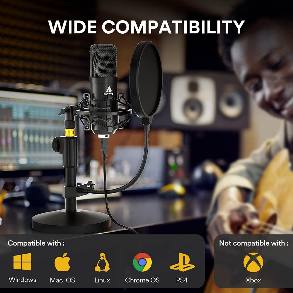 USB Condenser Microphone Kit 192KHZ/24BIT Cardioid Plug & Play, Pack of 2 S1228