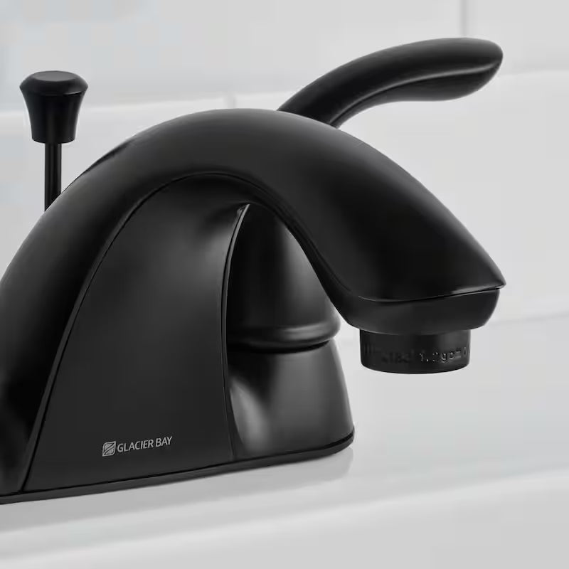 4 in. Centerset Double-Handle Bathroom Faucet in Matte Black R92398