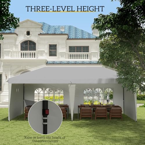 10' x 20' Pop Up Canopy Tent with 4 Sidewalls, White D906921