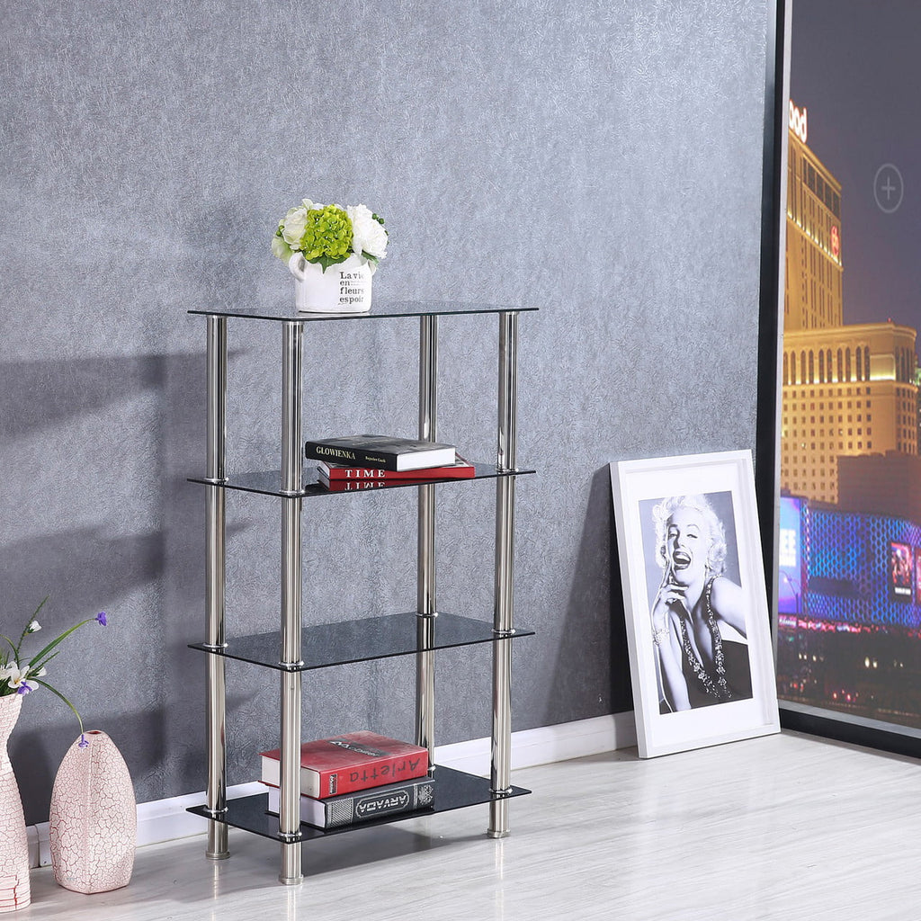 Glass 4 Tier Shelves Bookcase V5756