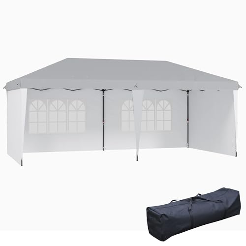10' x 20' Pop Up Canopy Tent with 4 Sidewalls, White D906921