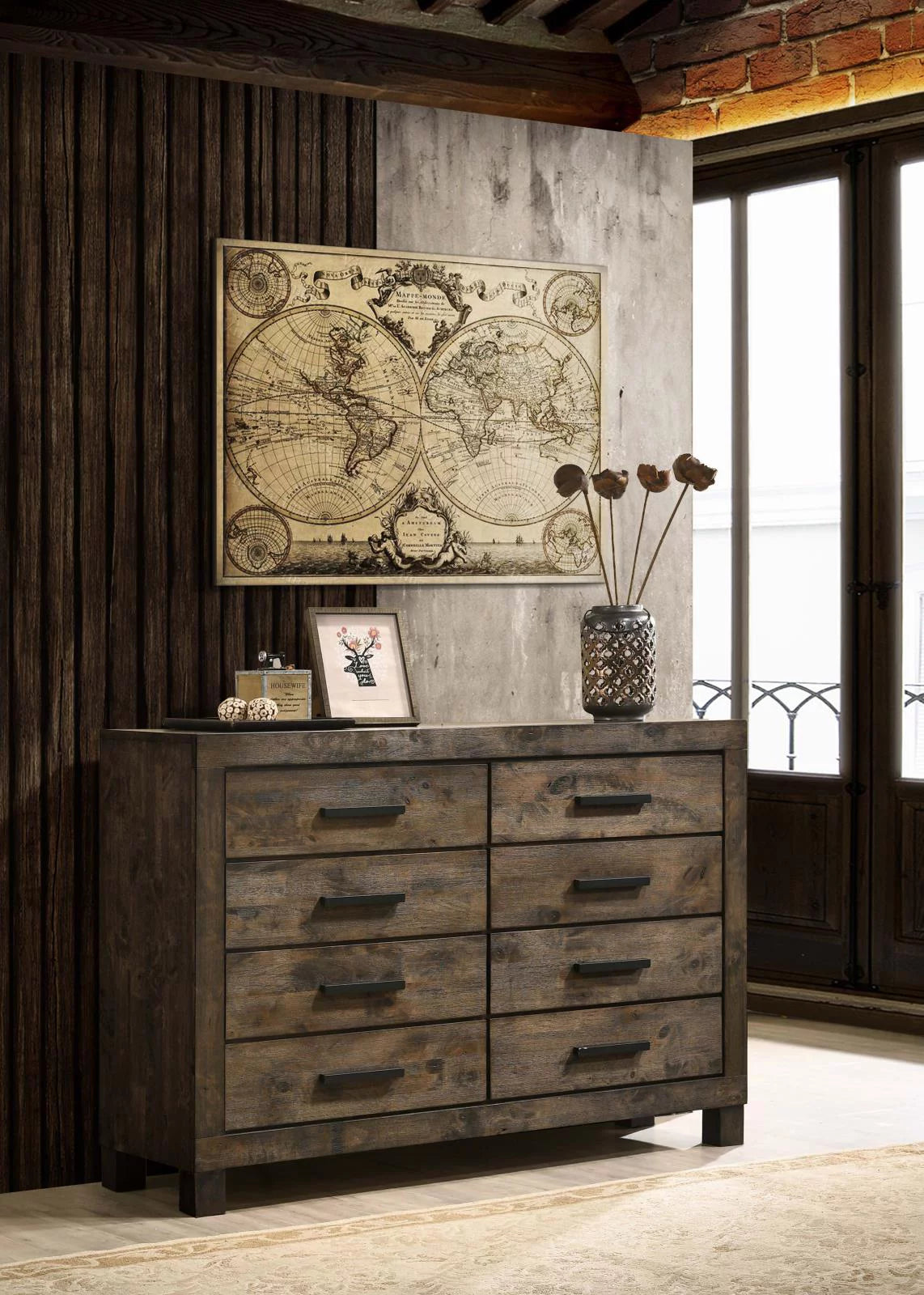8 Drawer Rustic Golden Brown Dresser K84695
