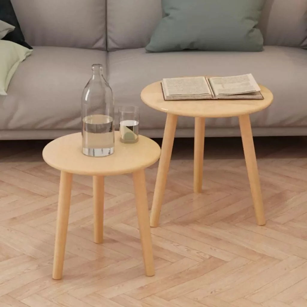 2 Pieces Small Round Solid Wood Side Table Z761197