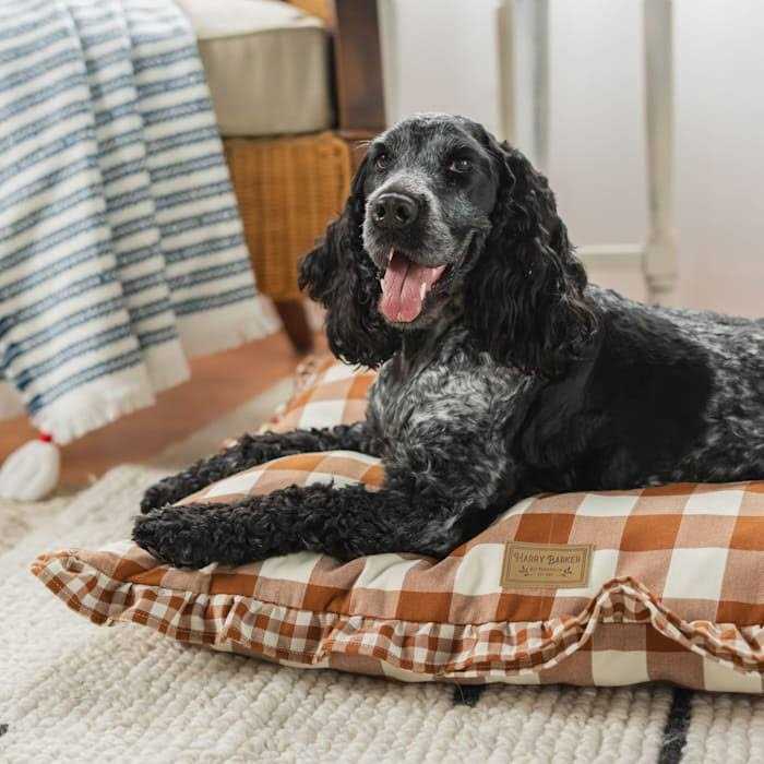 Brown Gingham Print Envelope Dog Bed O48156