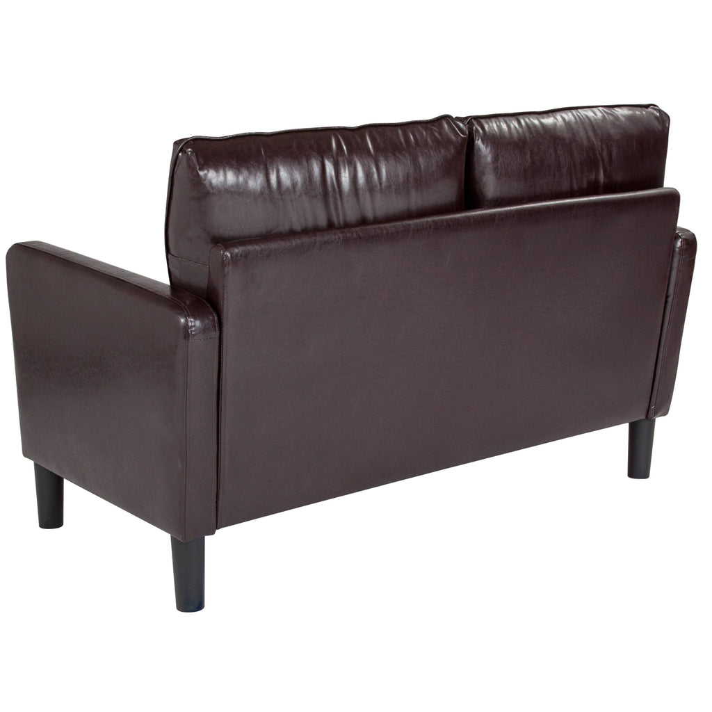 Brown Leather Straight Arm Loveseat G6632