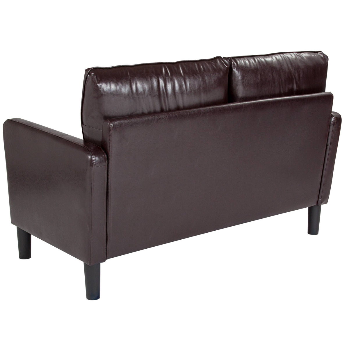 Brown Leather Straight Arm Loveseat G6632