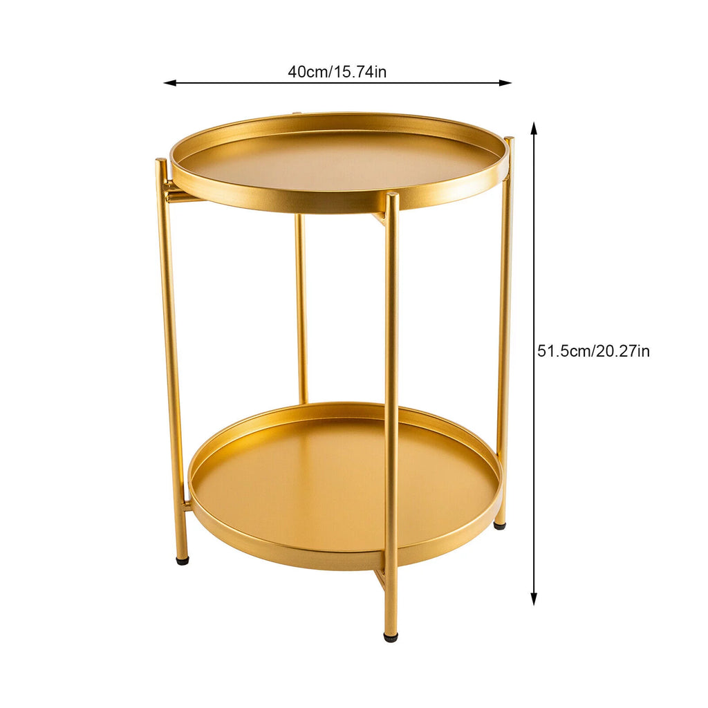 2-Tier Metal Round End Table with Removable Tray F393162
