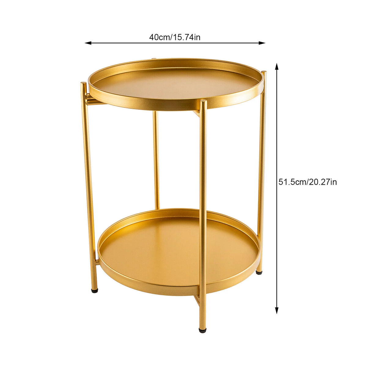2-Tier Metal Round End Table with Removable Tray F393162