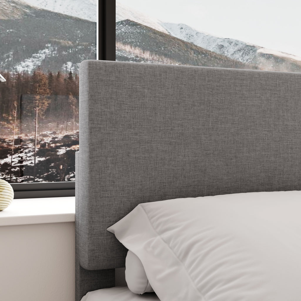 Queen Size Platform Bed with Adjustable Leather Headboard C22719