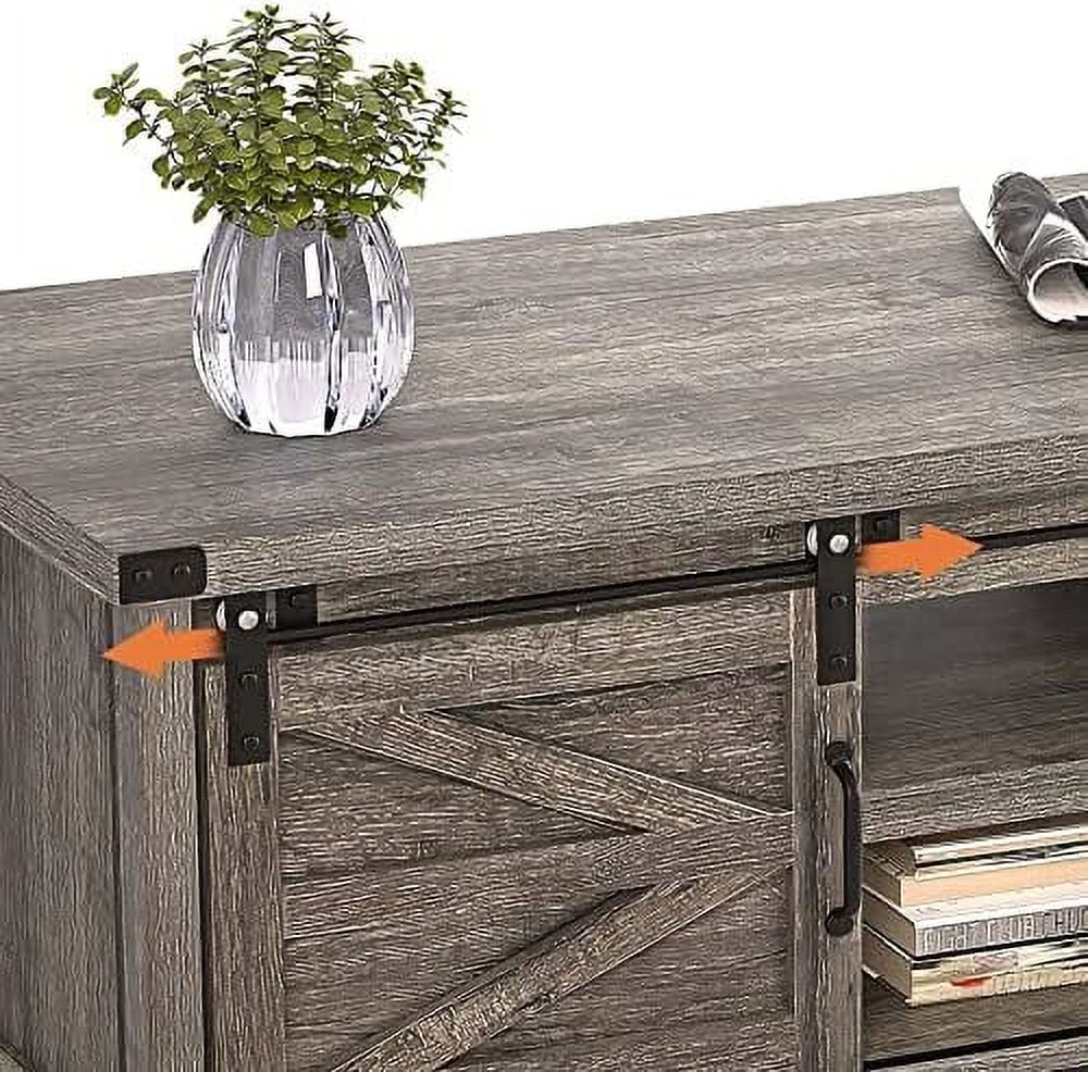 Farmhouse Coffee Table with Hidden Compartment and Cabinets Shelves D41757
