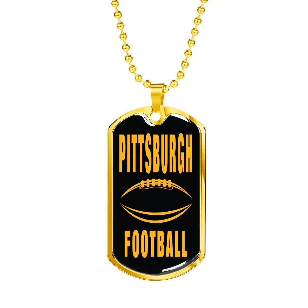 Stainless Steel or 18k Gold Dog Tag Necklace F1699