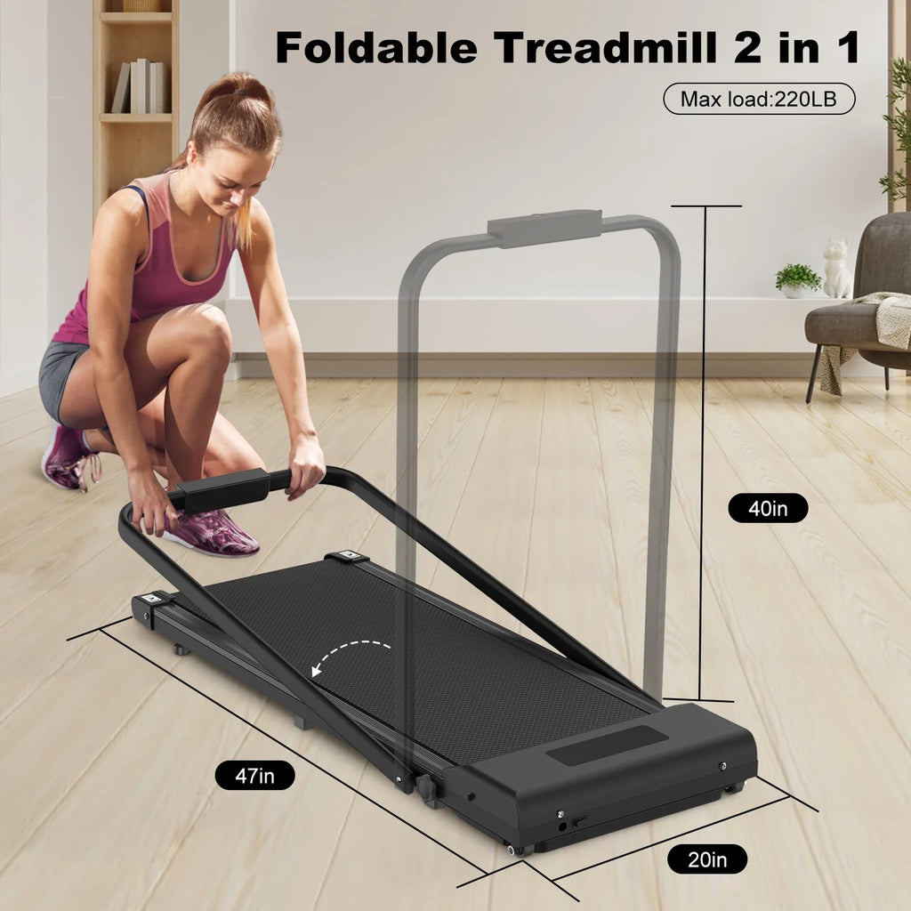 2 in 1 Under Desk Folding Treadmill, 6.25 MPH, 265 Lb Capacity V2202
