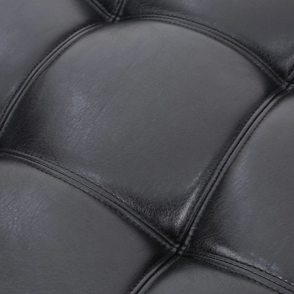 Faux Leather Tufted 4 Seater Sectional Sofa with Ottoman V324661