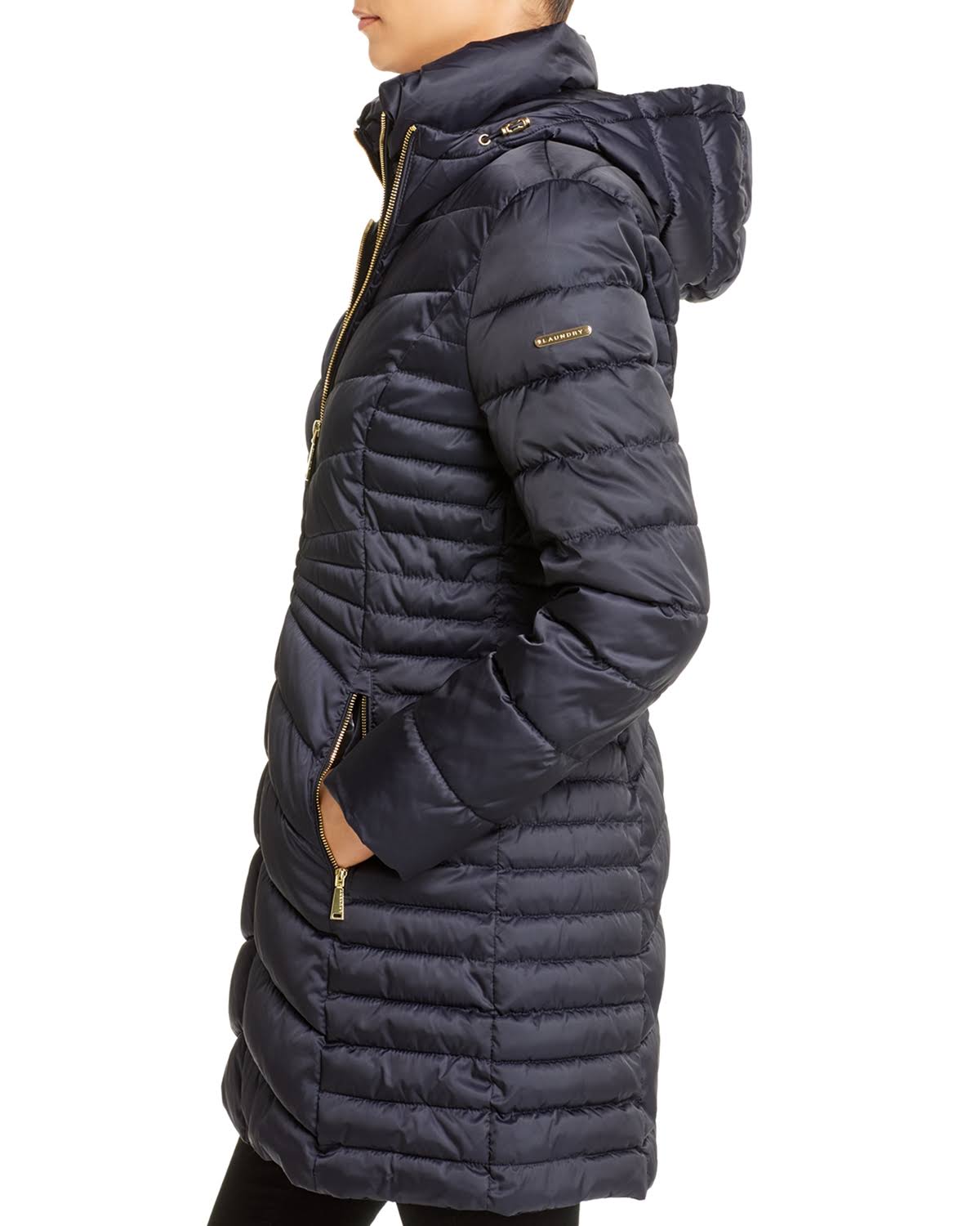 Black Faux-Fur-Trim Hooded Puffer Coat N623835