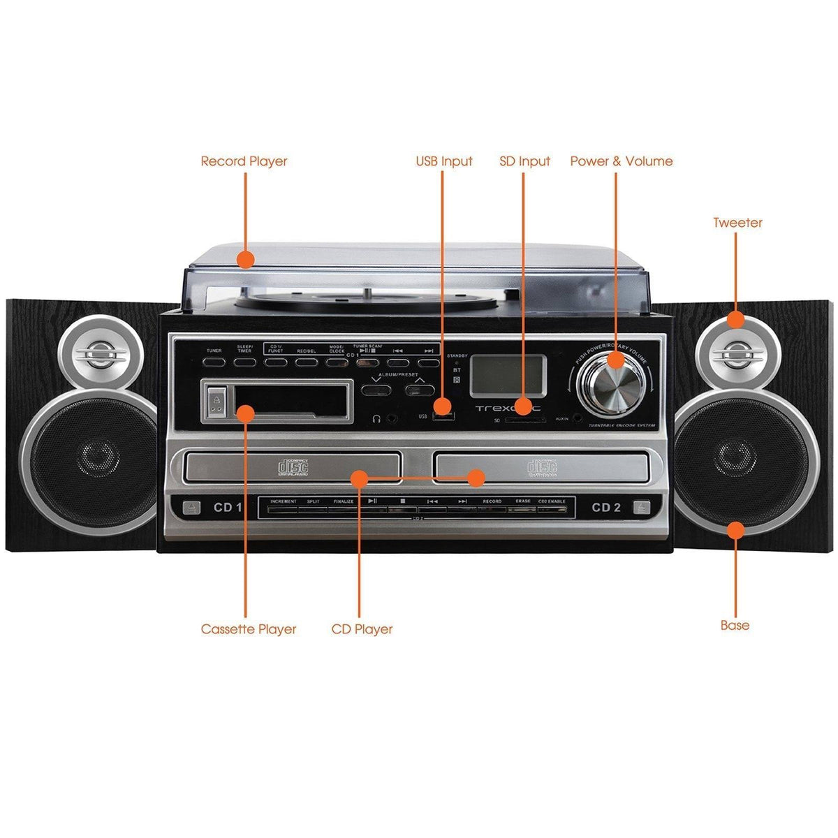 3-Speed Turntable with CD Player, Cassette Player, FM Radio W9837