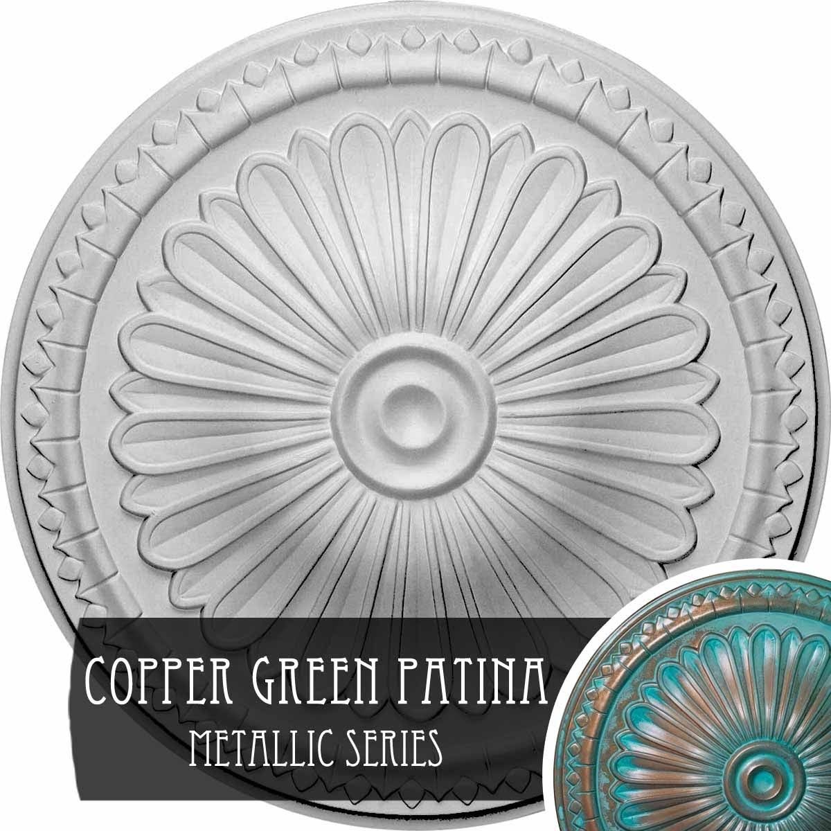 15x22OD x 1 3/4x22P Hand-Painted Copper Green Patina Ceiling Medallion L750523