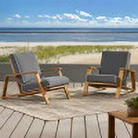 Acacia Wood Club Chairs with Cushions, Set of 2 U53572