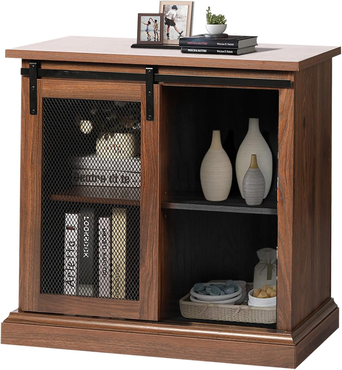 31'' Farmhouse Storage Cabinet with Sliding Barn Door and Adjustable Shelf Z299
