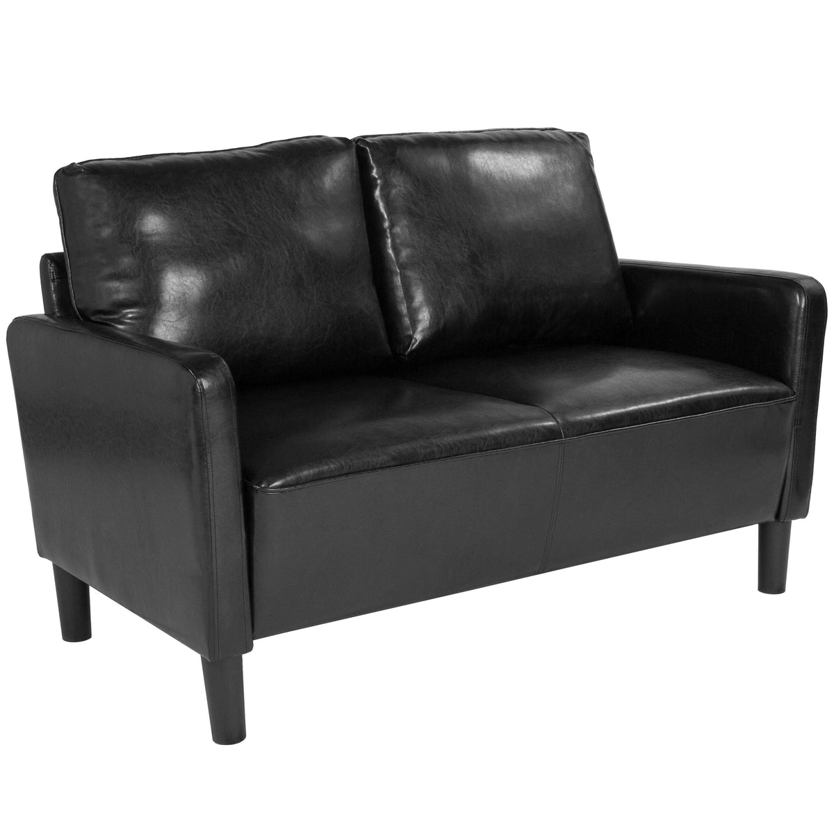 Brown Leather Straight Arm Loveseat G6632