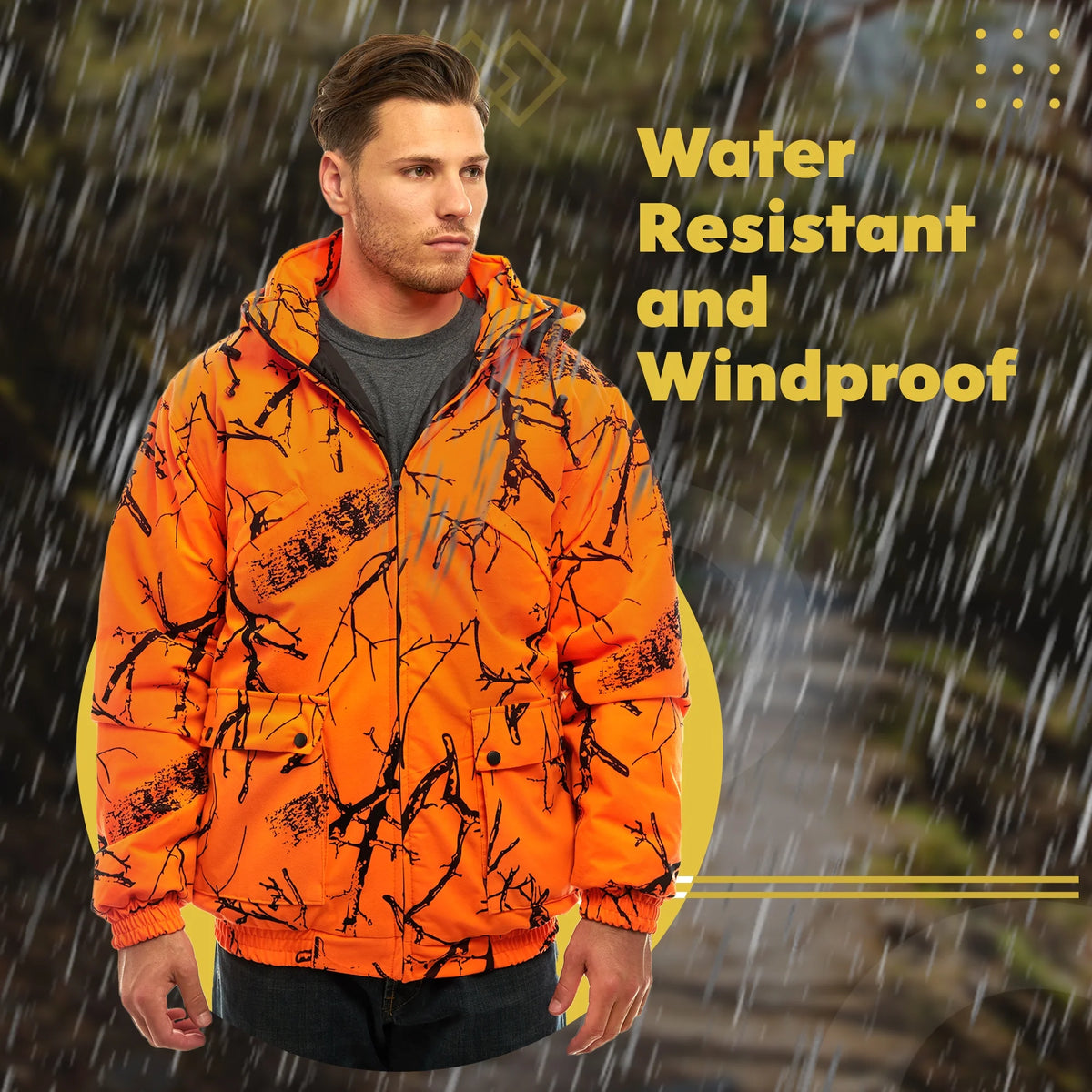 Blaze Orange Camo Insulated Waterproof Safety Tanker Jacket G93869