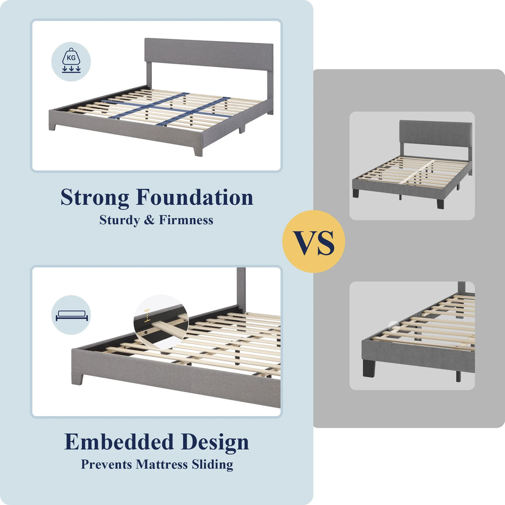 Queen Size Platform Bed with Adjustable Leather Headboard C22719