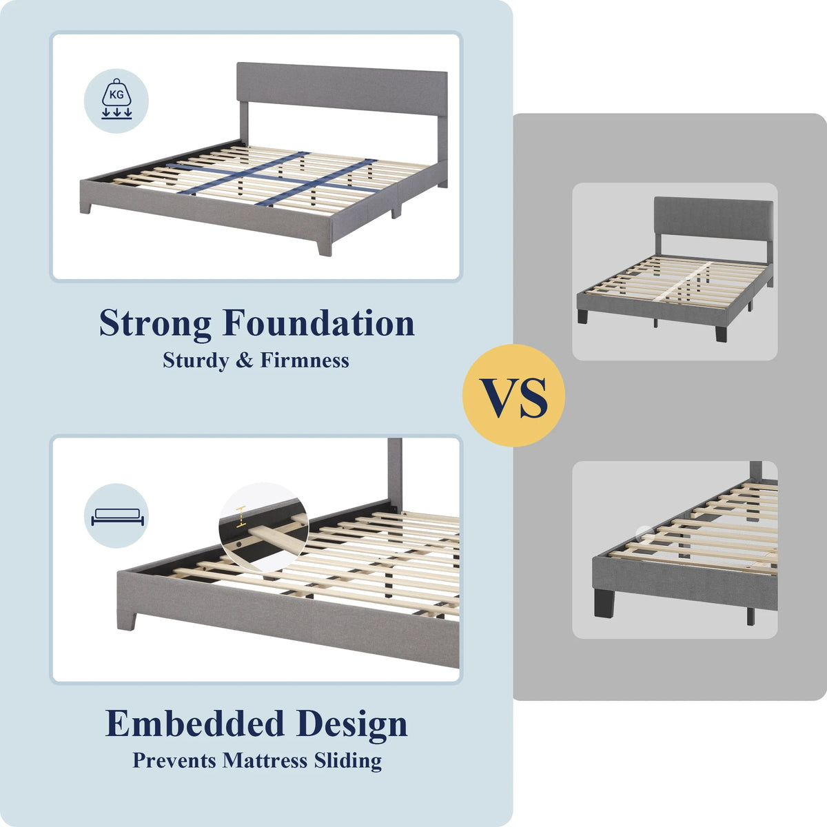 Queen Size Platform Bed with Adjustable Leather Headboard C22719