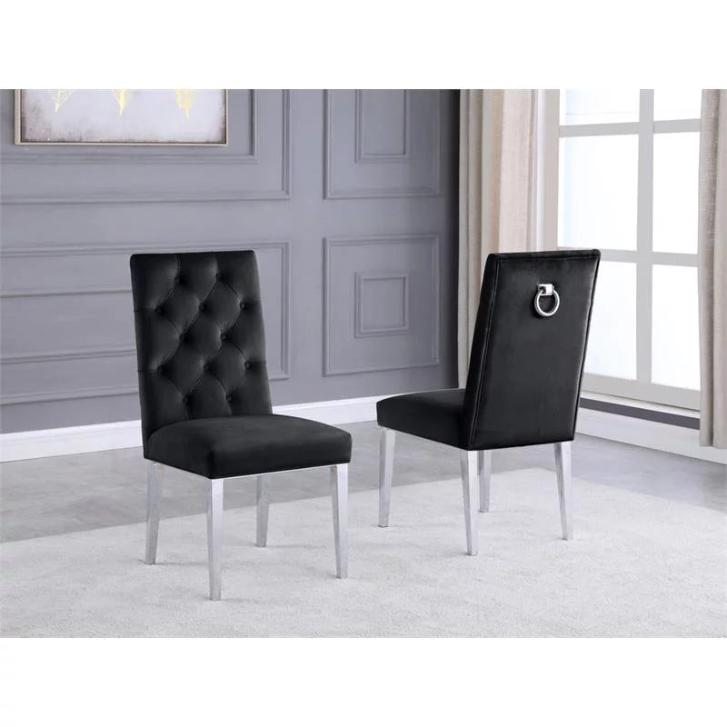 Clear Glass 5pc Dining Set with Stainless Steel Base N7223