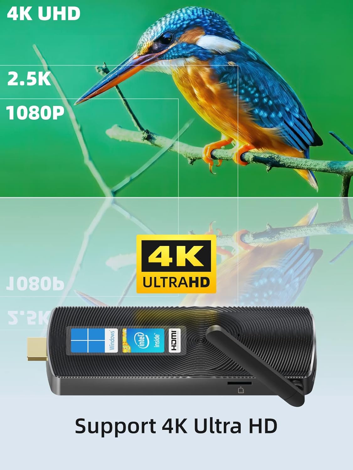 Mini PC Stick Fanless Windows 11 Pro Celeron J4125 8GB/256GB Small Computer X944
