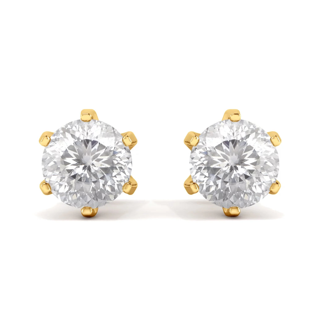 2.00CT Round Portuguese Cut Moissanite Earrings 925 Sterling Silver Gold Vermeil C881