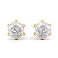 2.00CT Round Portuguese Cut Moissanite Earrings 925 Sterling Silver Gold Vermeil C881