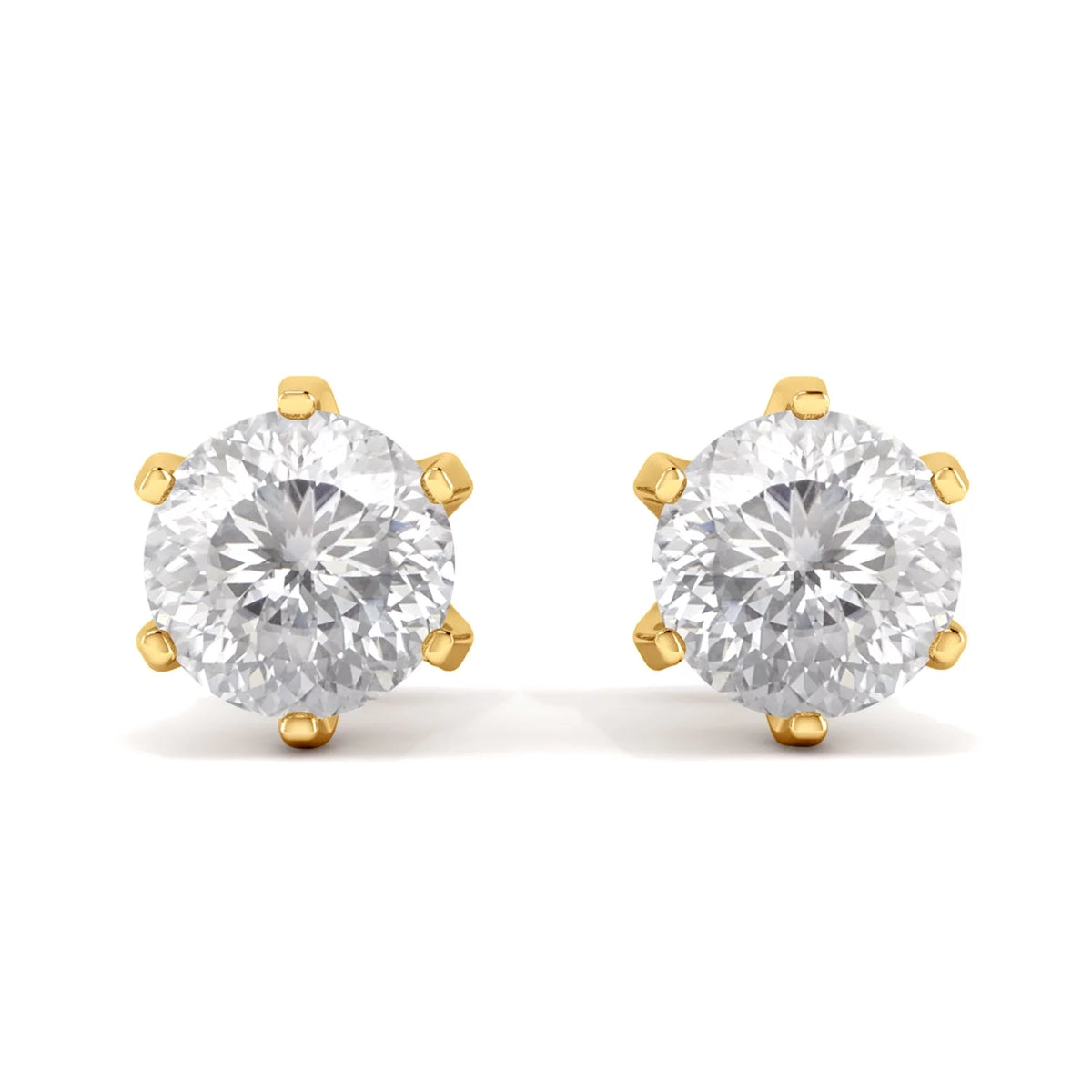 2.00CT Round Portuguese Cut Moissanite Earrings 925 Sterling Silver Gold Vermeil C881